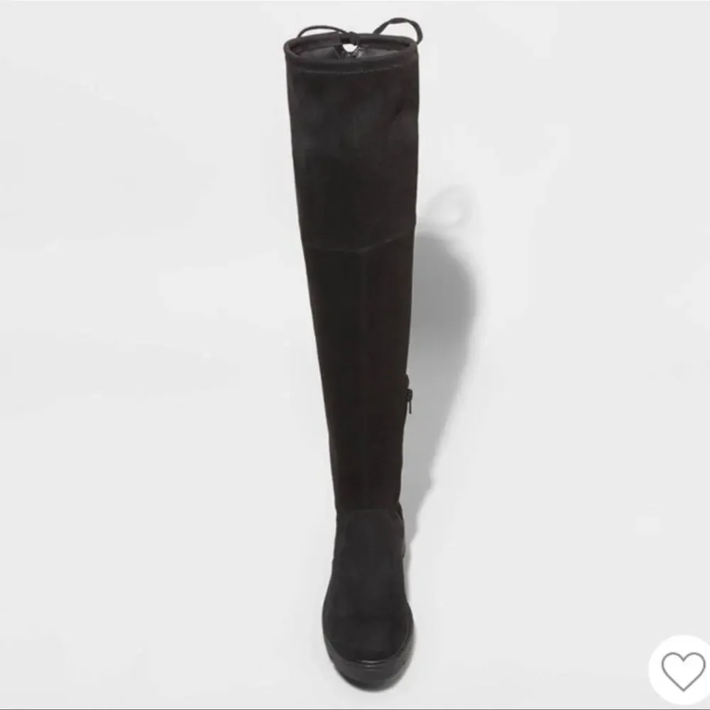Over The Knee Boots Size 5.5 Womens Black Grunge Y2k Goth tie fall whimsigoth